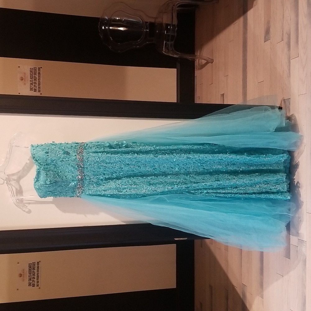 Ellie  Wilde  Aqua size 6 Strapless Gown